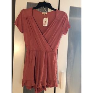 Pink surplice romper